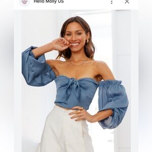 Hello Molly Blue Smocked Top